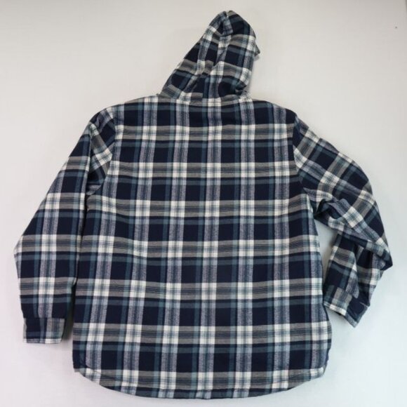 Plaid Mens Lined Utility Jacket XXL U.S. Life Hooded Pockets Long Sleeve Coat - Picture 4 of 9